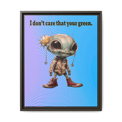 I don't care that your green - framed canvas art (light blue-purple wave)