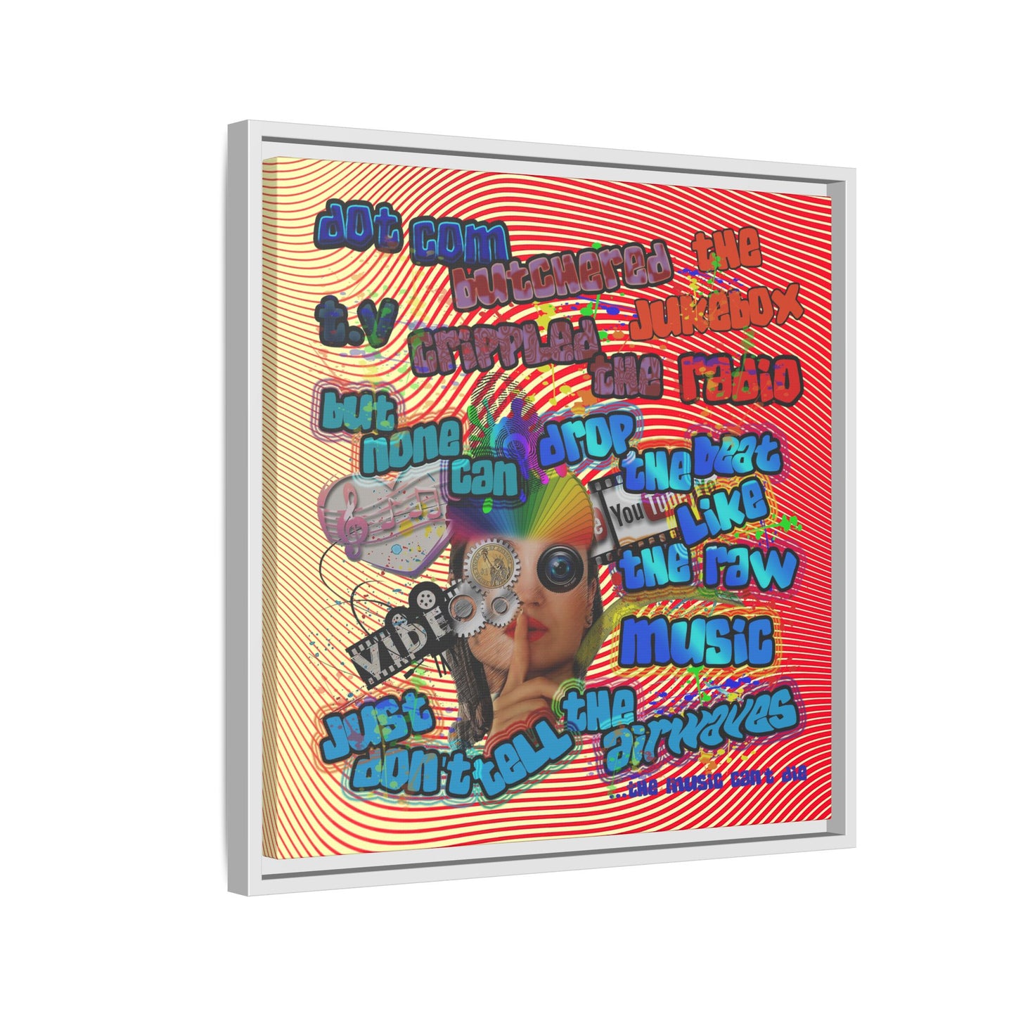 drop the beat - framed canvas art (yellow-orange wave)