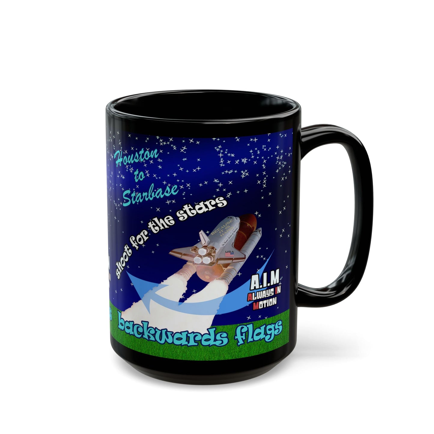 shoot for the stars - Black Mug ('snoops' background)