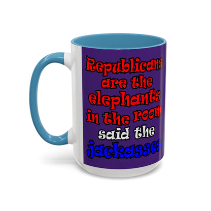 donkeys and elephants - Accent Mug (purple)