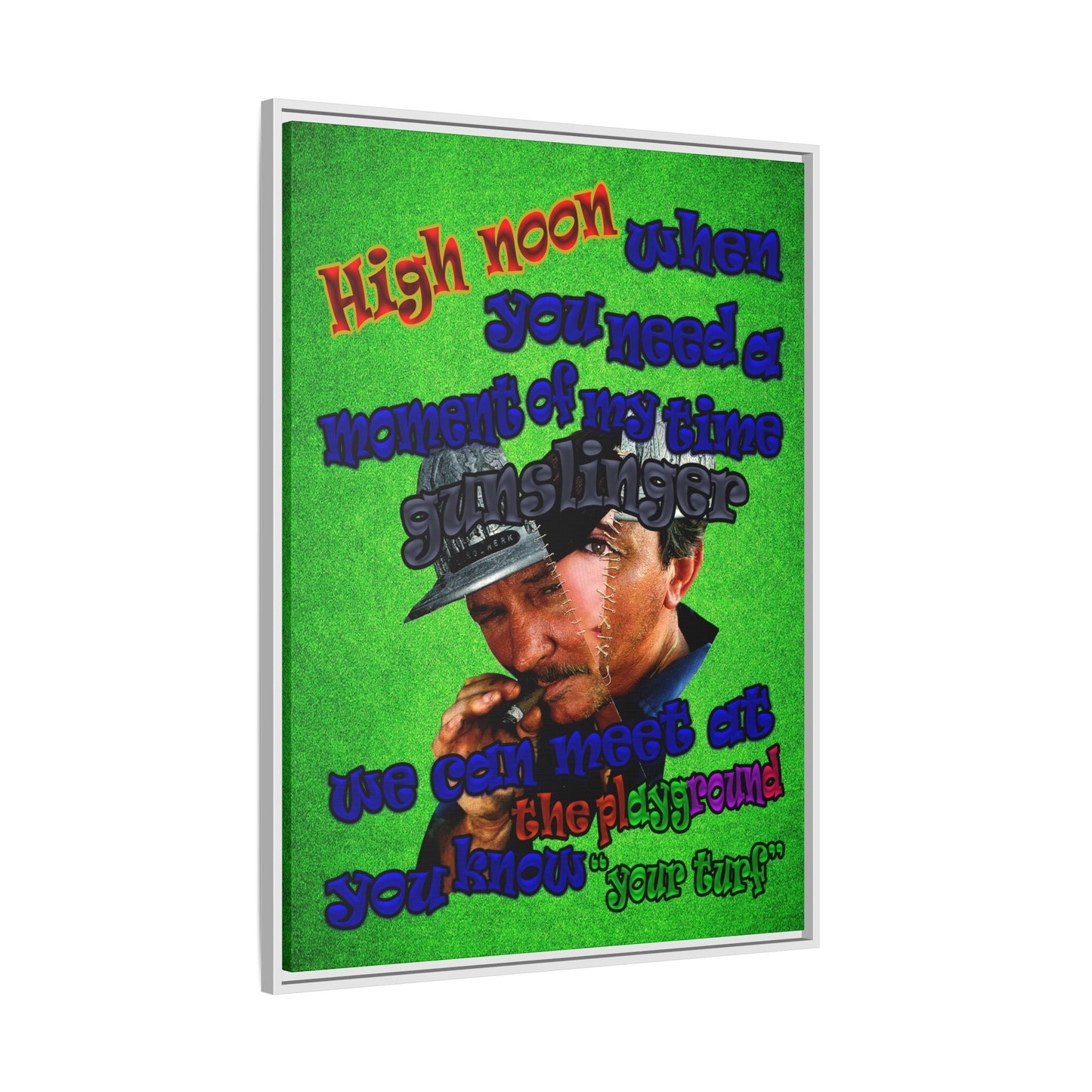 high noon - framed canvas art (green turf)
