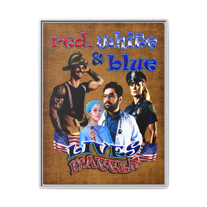 rw&b lives matter - framed canvas art (brown papyrus)