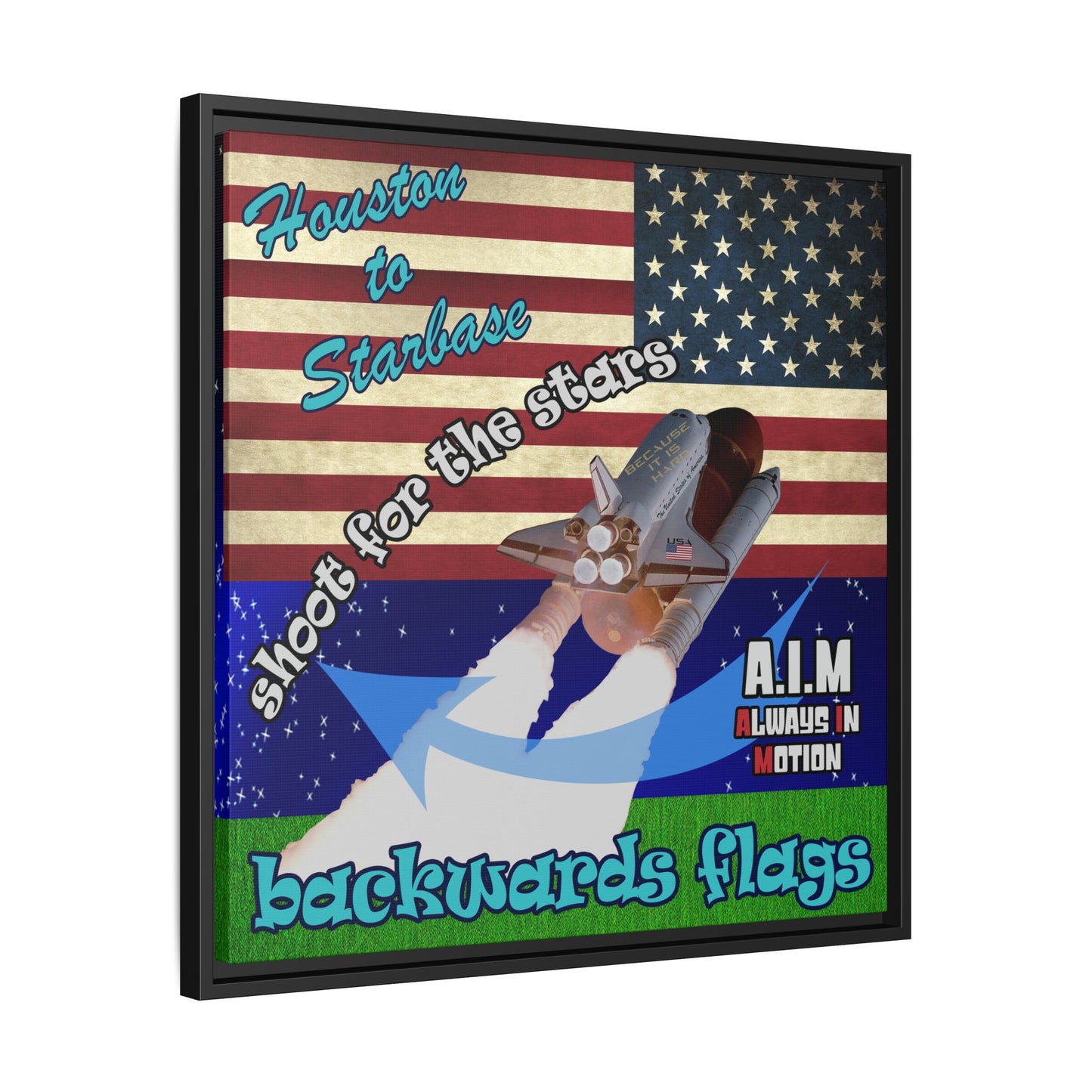 shoot for the stars - framed canvas art ('snoops' background)