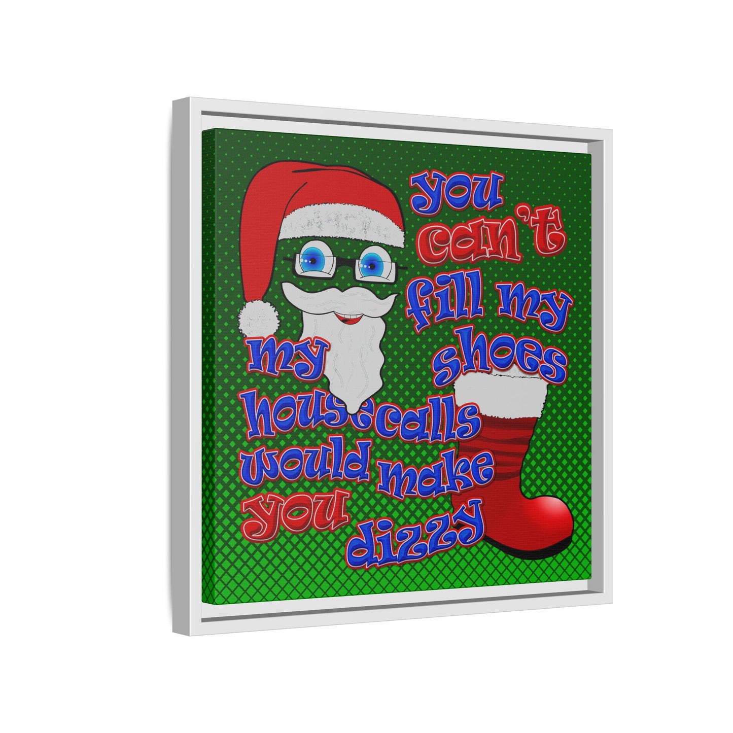 santa's shoes - framed canvas art (logo green)