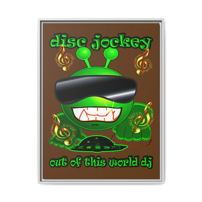 disc jockey - framed canvas art (brown)