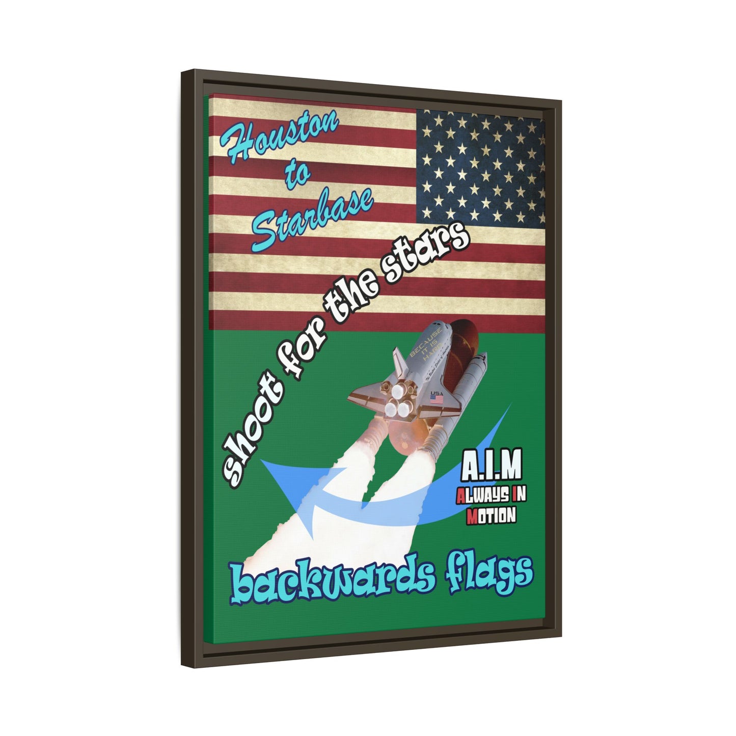 shoot for the stars - framed canvas art (dark green)