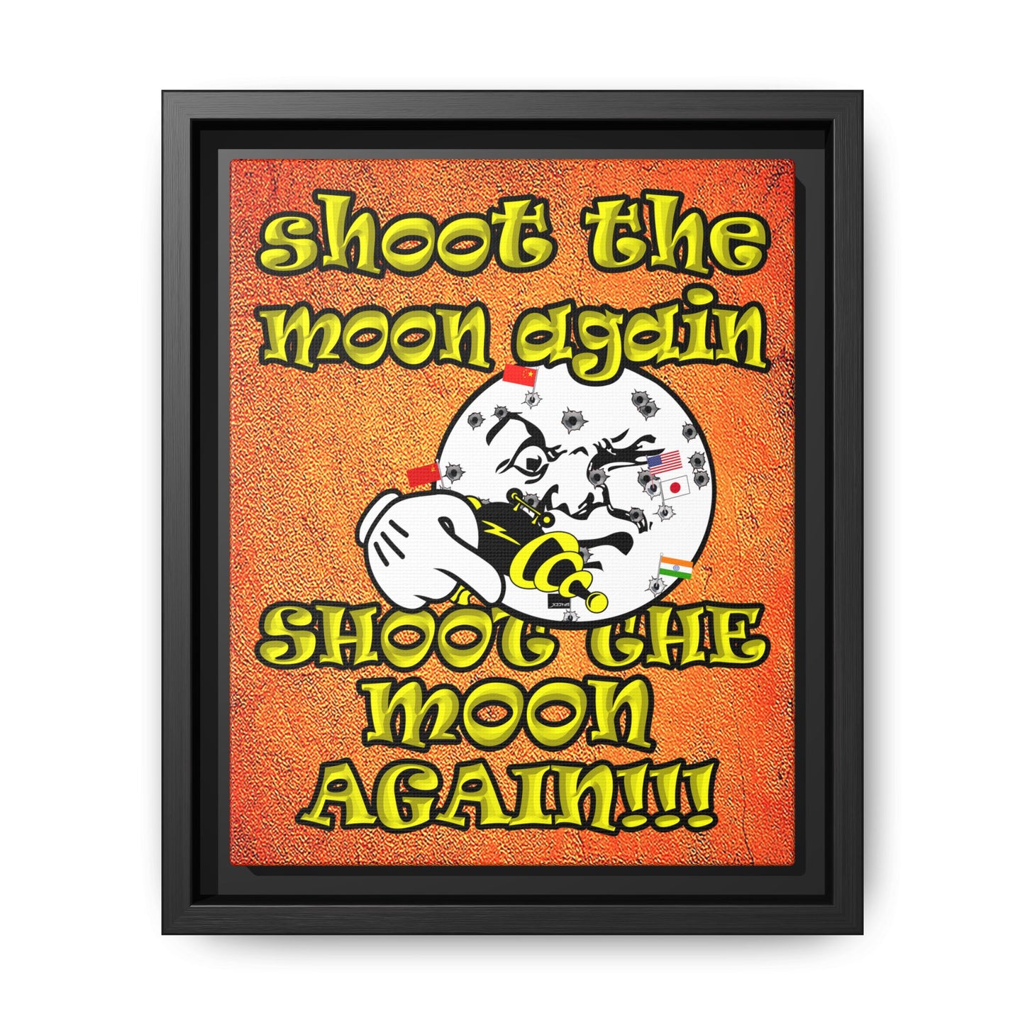 shoot the moon again - framed canvas art (burnt orange)
