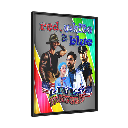 rw&b lives matter - framed canvas art (rainbow split)