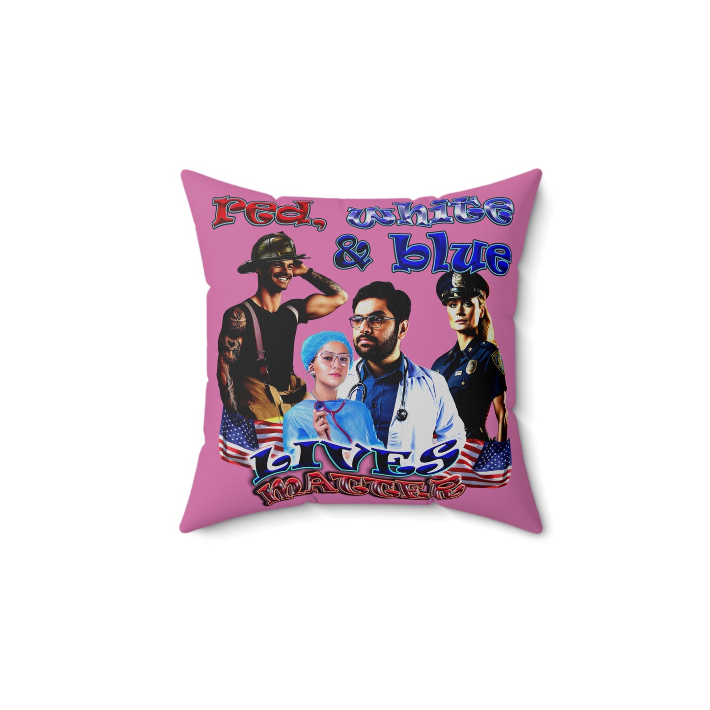 rw&b lives matter - Spun Polyester Square Pillow - (light pink)