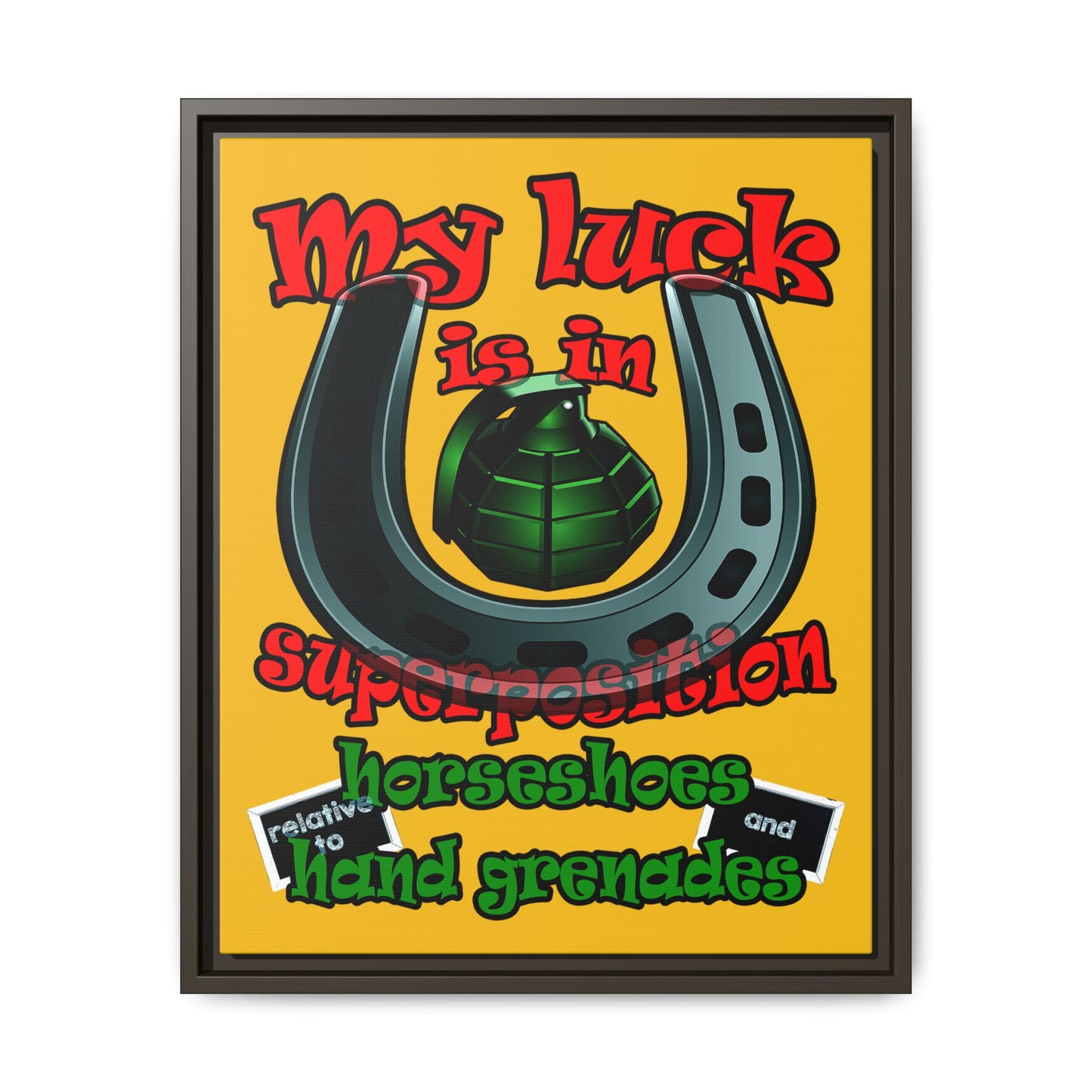 my luck - framed canvas art (yellow)
