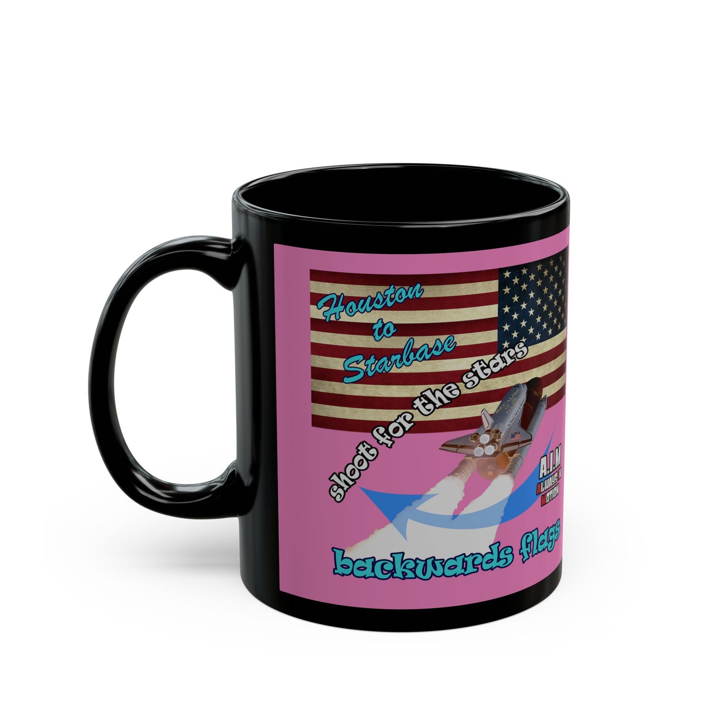 shoot for the stars - Black Mug (light pink)