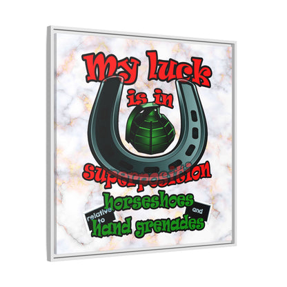 my luck - framed canvas art (white marble)