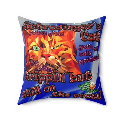 schrodinger's cat - Spun Polyester Square Pillow - (blue-white wave)