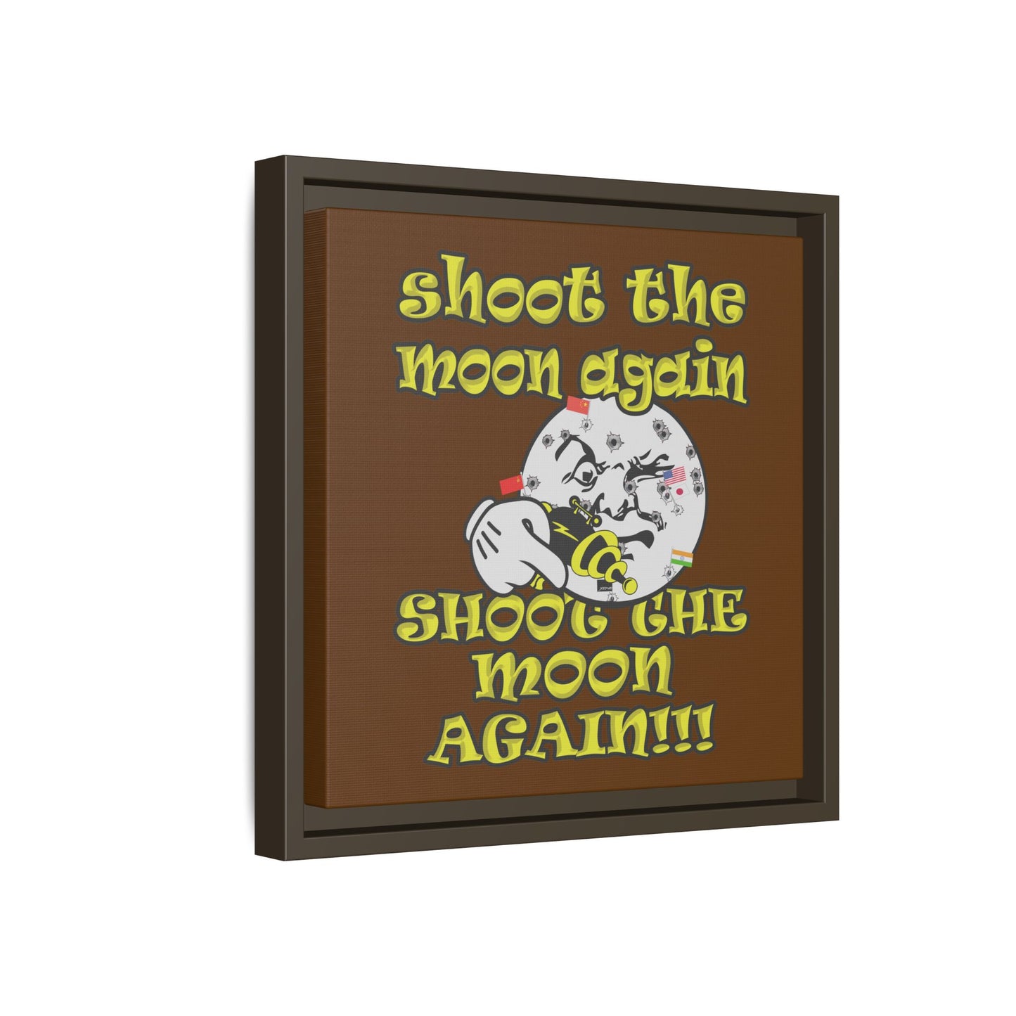 shoot the moon again - framed canvas art (brown)