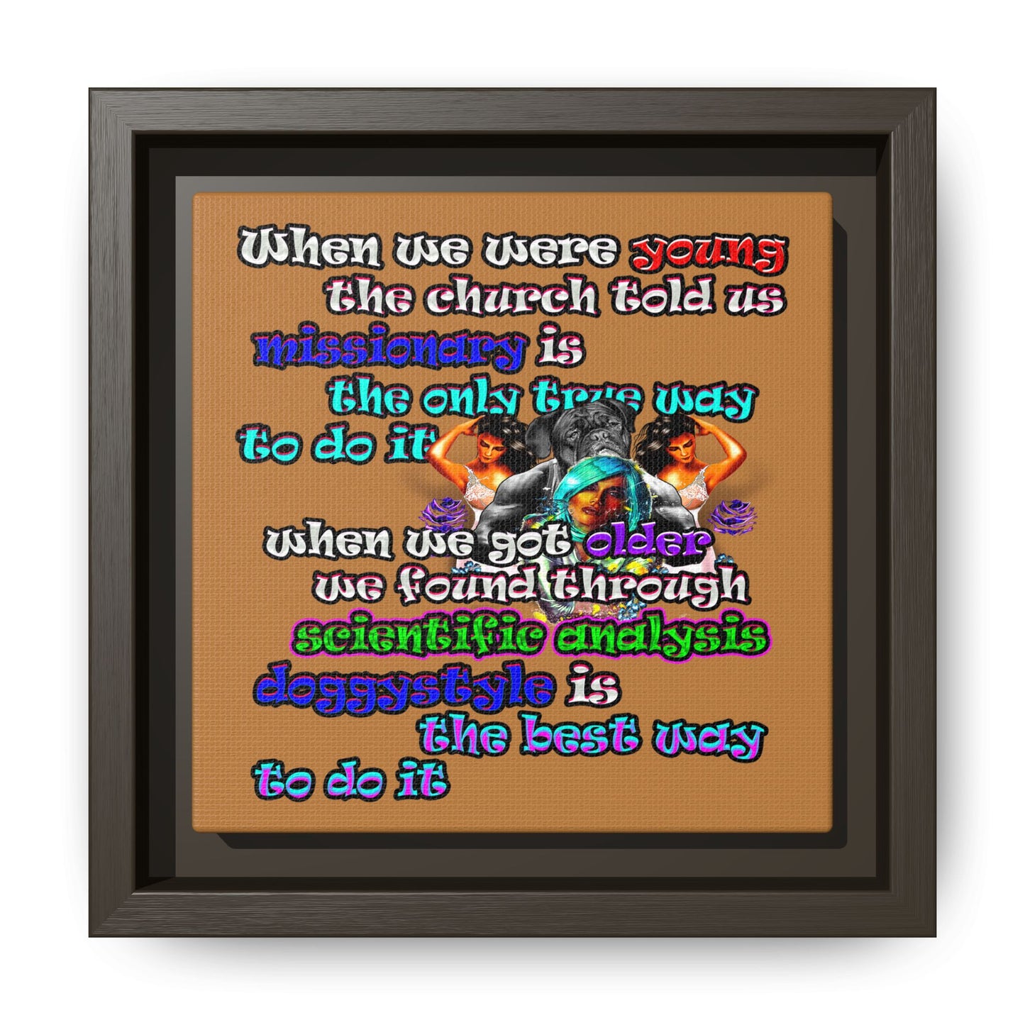 doggystyle - framed canvas art (light brown)