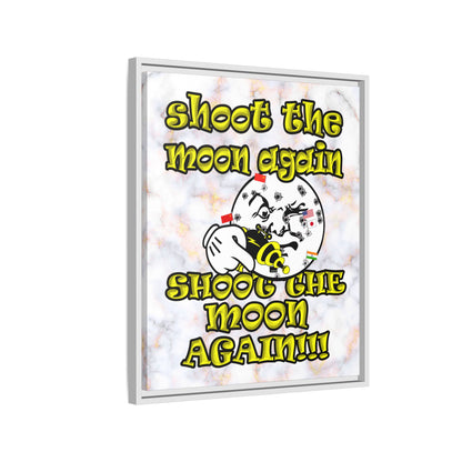 shoot the moon again - framed canvas art (white marble)