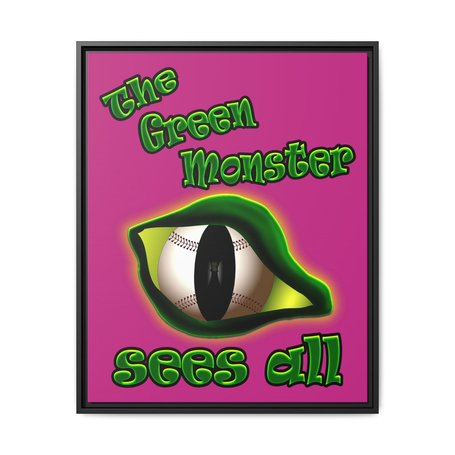 green monster - framed canvas art (pink)