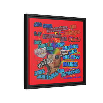drop the beat - framed canvas art (red)