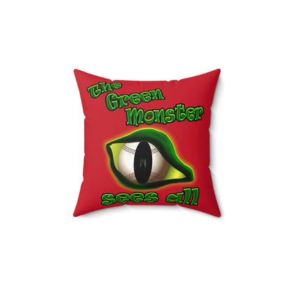 green monster - Faux Suede Square Pillow - (dark red)