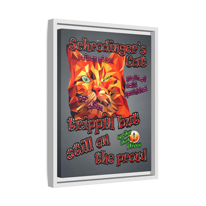 schrodinger's cat - framed canvas art (grey-light grey)