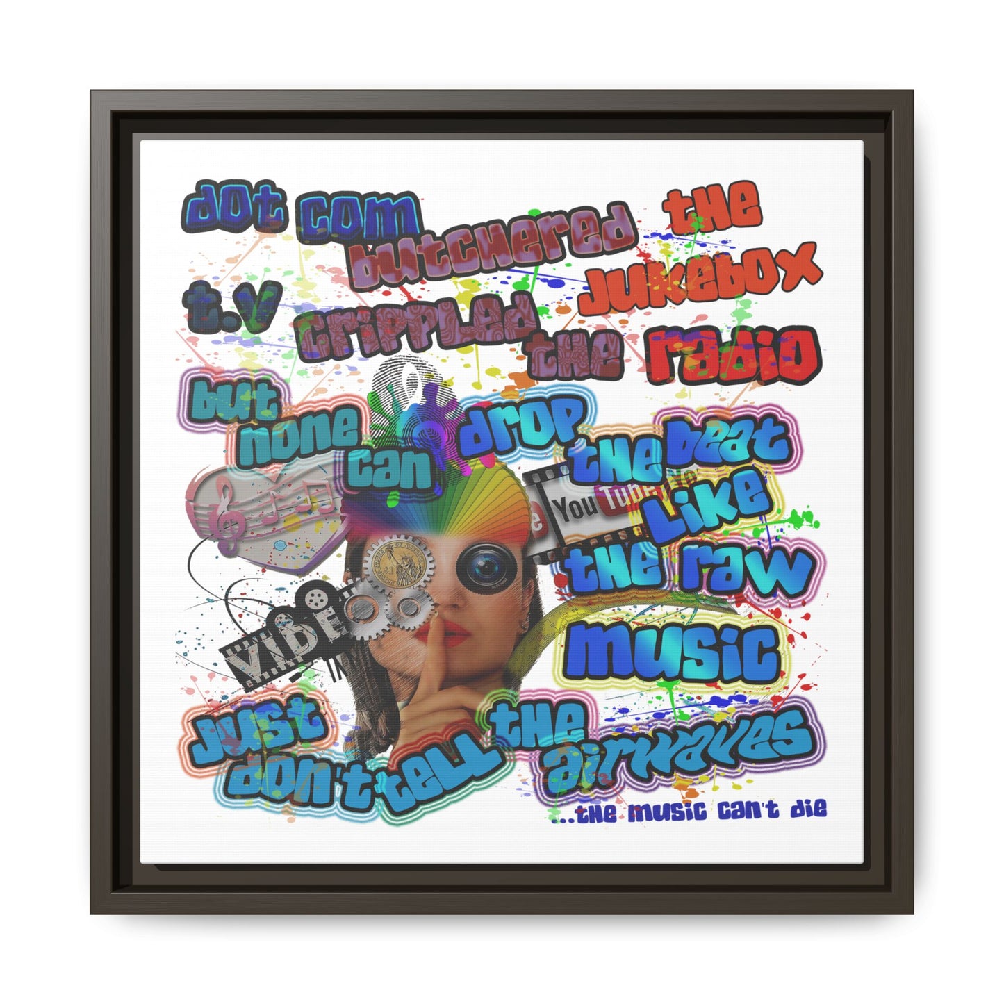 drop the beat - framed canvas art (white)