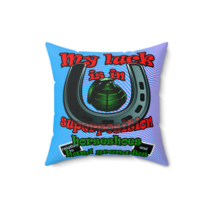 my luck - Spun Polyester Square Pillow - (light blue-purple wave)