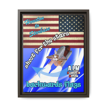 shoot for the stars - framed canvas art (blue-white wave)