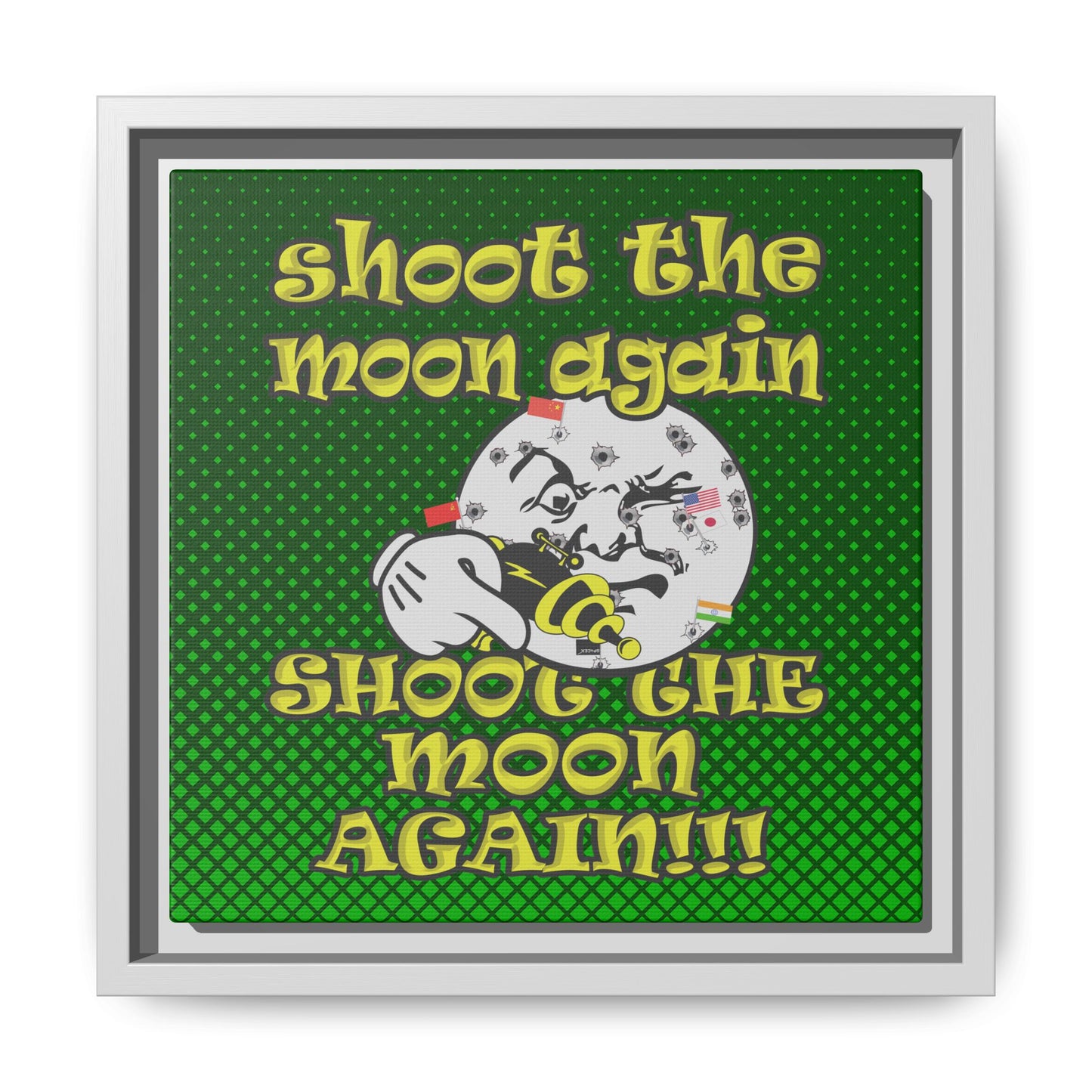 shoot the moon again - framed canvas art (logo green)