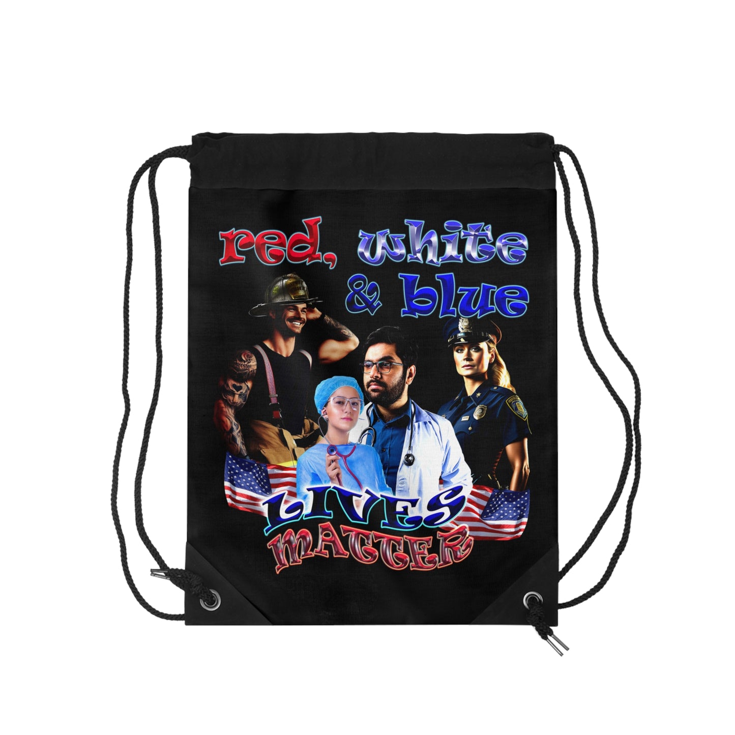 rw&b lives matter - Drawstring Bag (black)