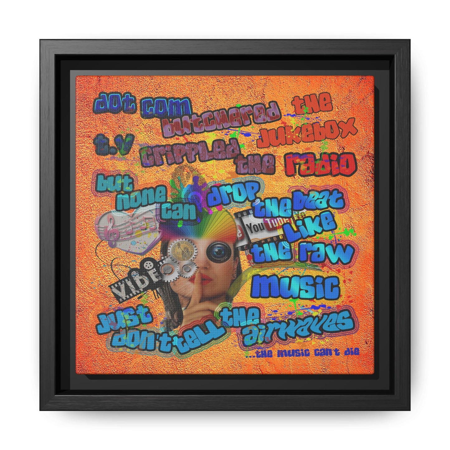 drop the beat - framed canvas art (burnt orange)