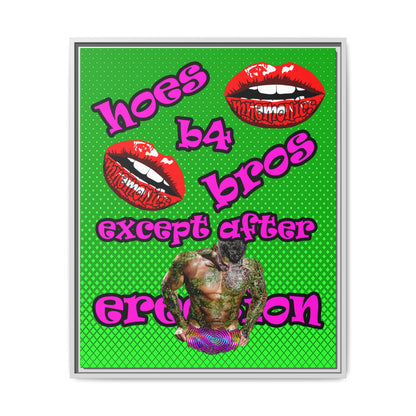 hoes b4 bros - framed canvas art (logo green)