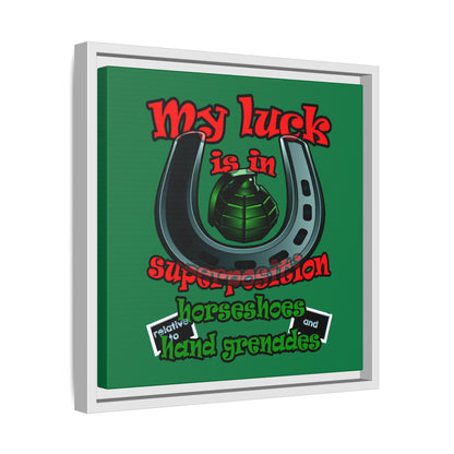 my luck - framed canvas art (dark green)