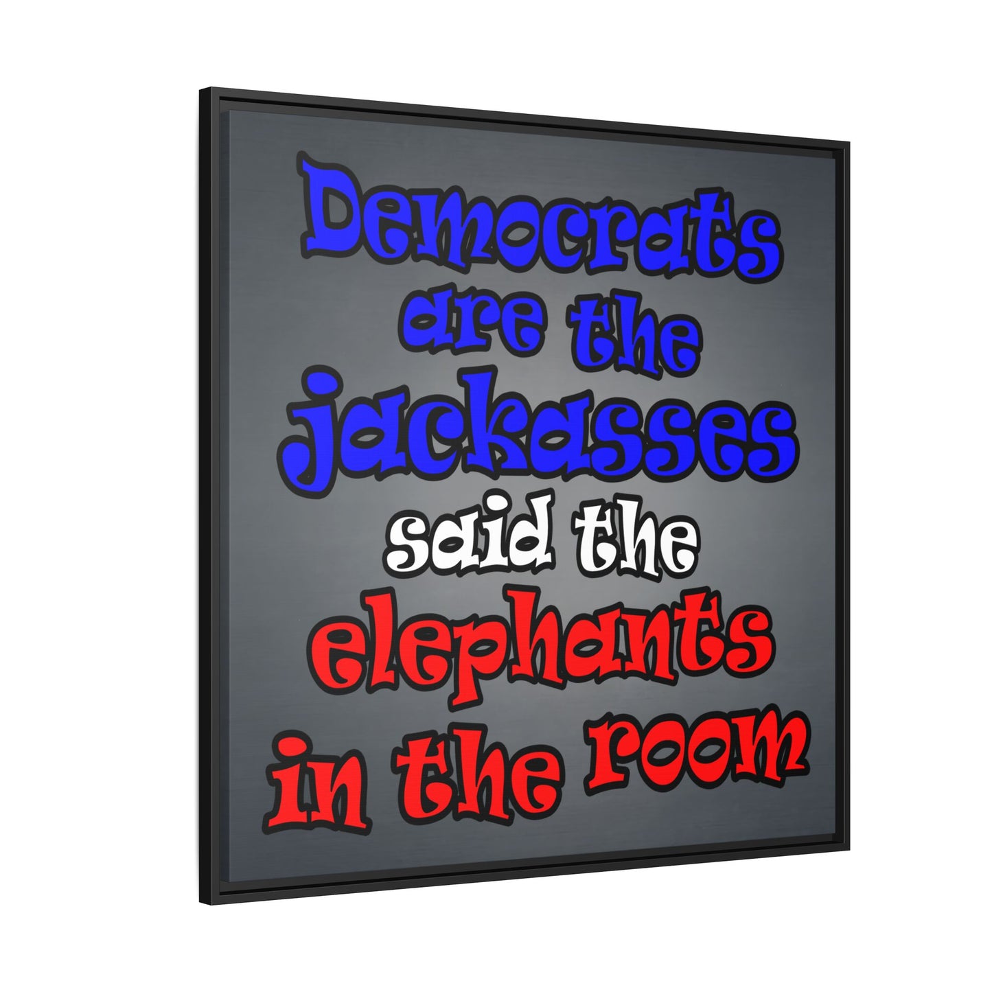donkeys and elephants - framed canvas art (grey-light grey)