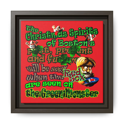 christmas spirits of boston - framed canvas art (red)