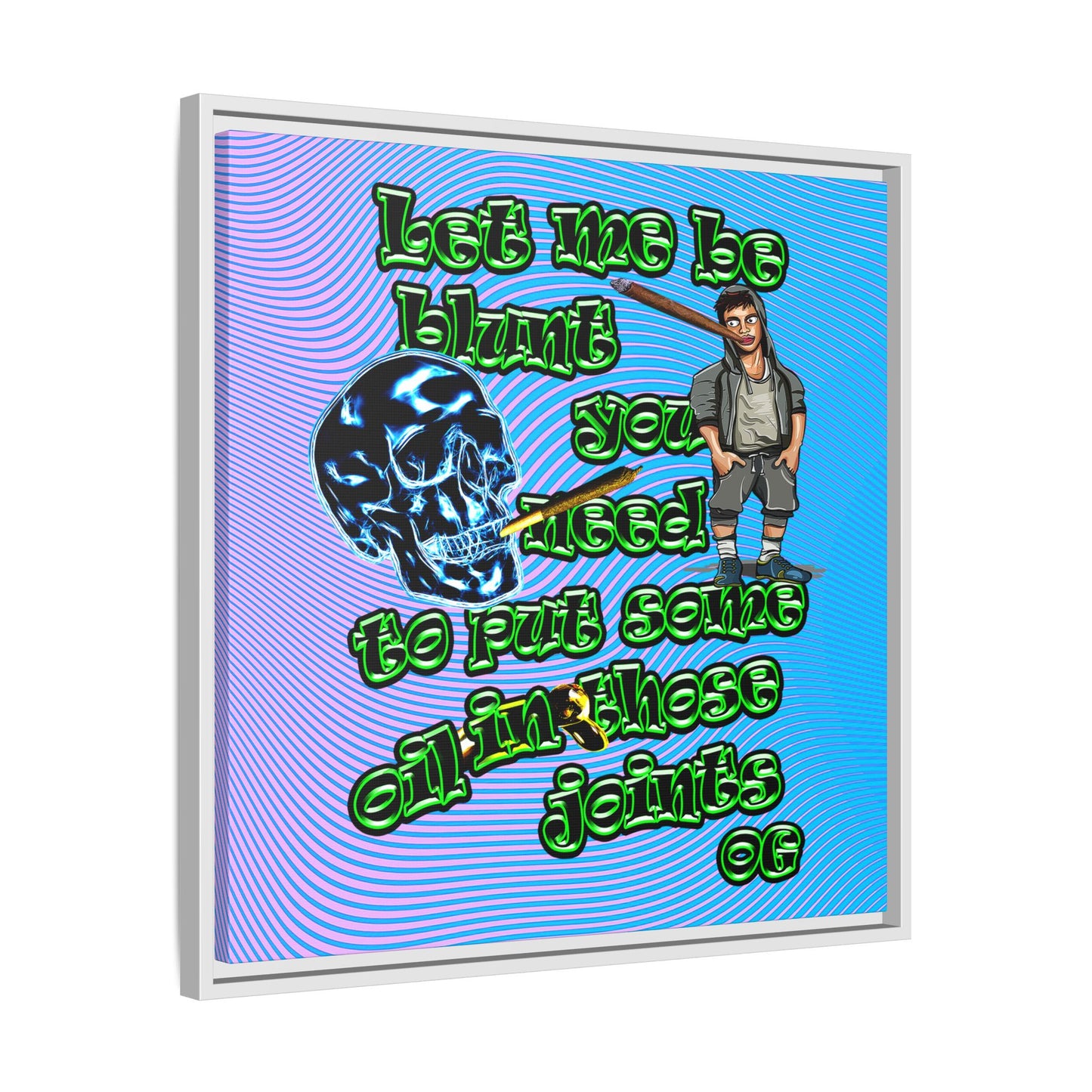 og - framed canvas art (light blue-purple wave)