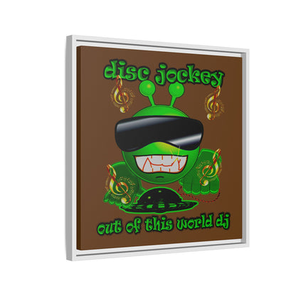 disc jockey - framed canvas art (brown)