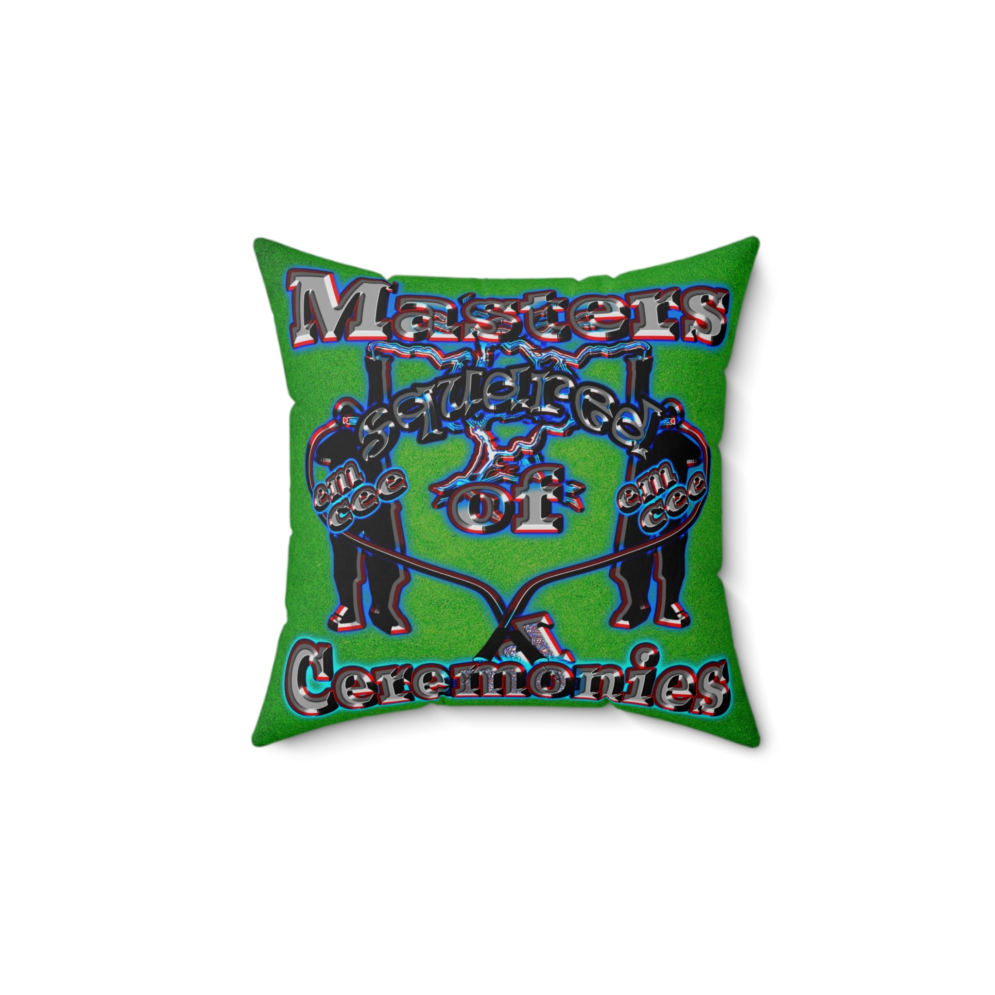 em cee squared - Spun Polyester Square Pillow - (green turf)