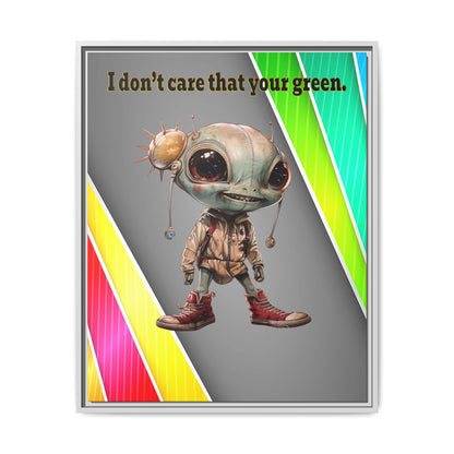 I don't care that your green - framed canvas art (rainbow split)