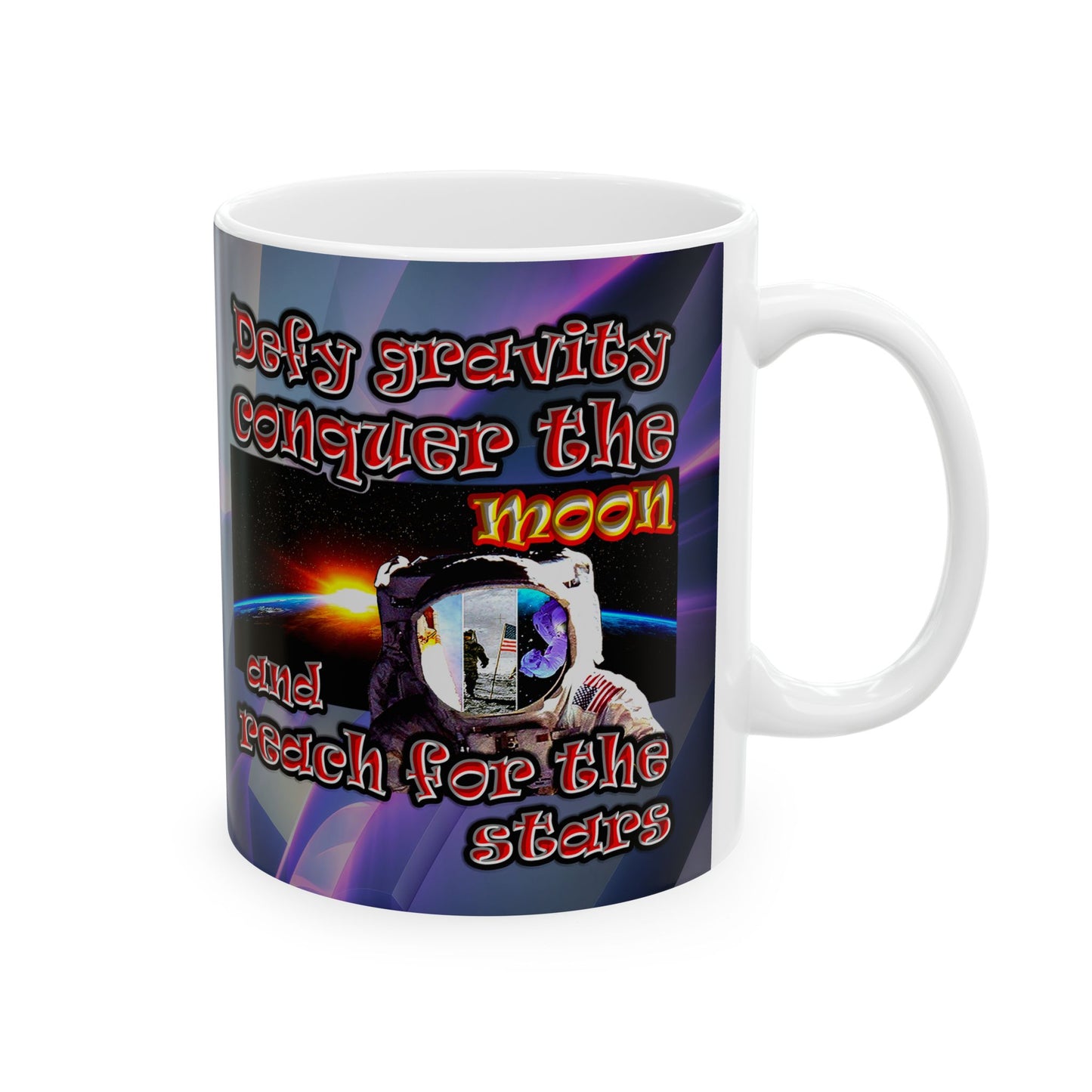 defy conquer reach - White Mug (grey-pink wave)