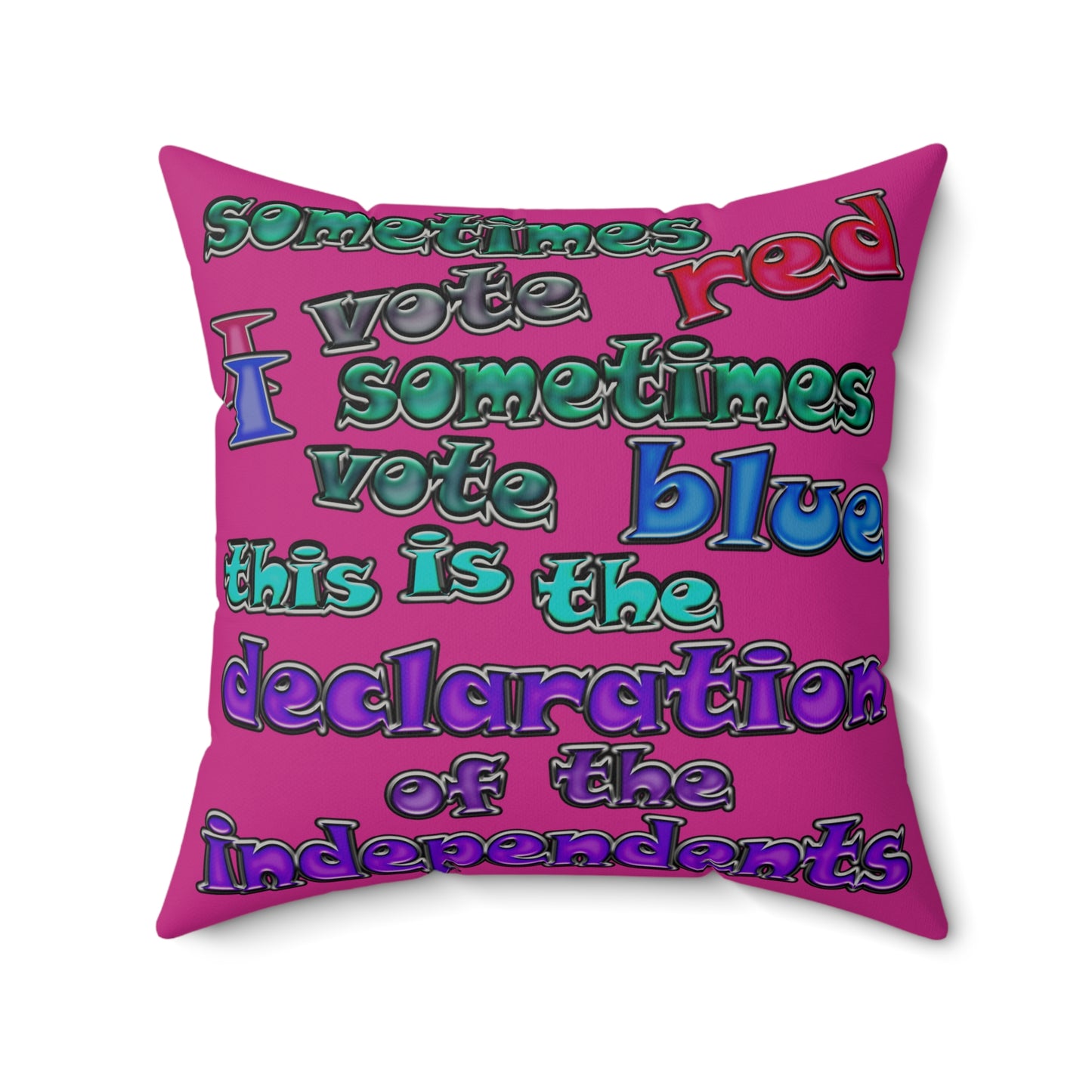 declaration of the independents - Faux Suede Square Pillow - (pink)