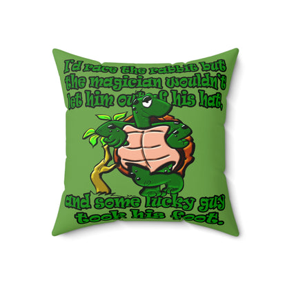 turtle race - Spun Polyester Square Pillow - (green)