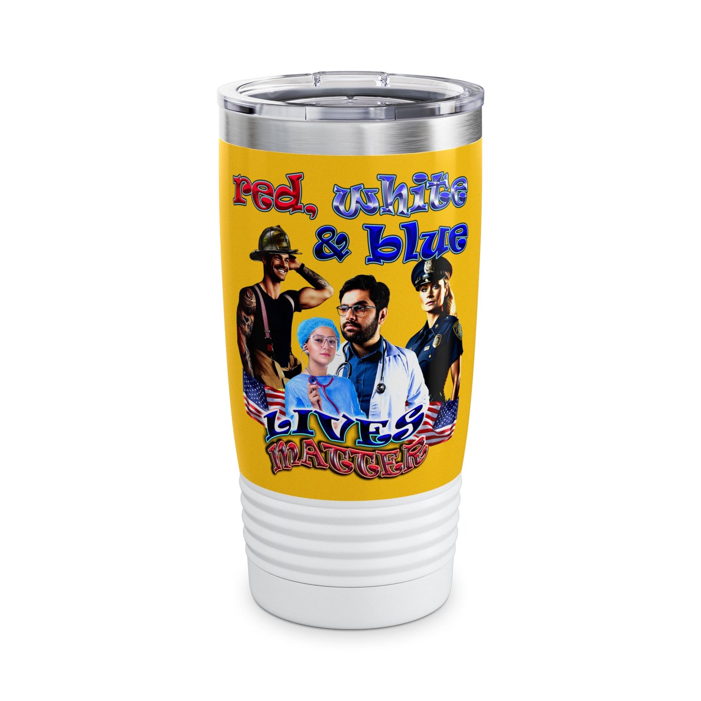 rw&b lives matter - Ringneck Tumbler, 20oz (yellow)