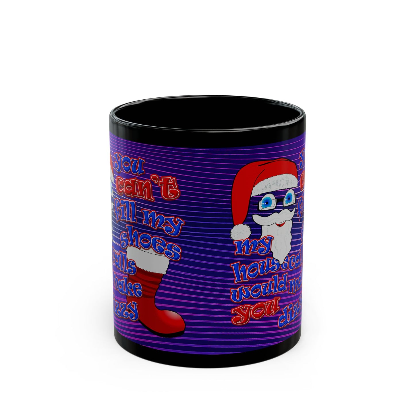 santa's shoes - Black Mug (purple wave)