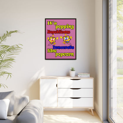 popping like popcorn - framed canvas art (light pink)