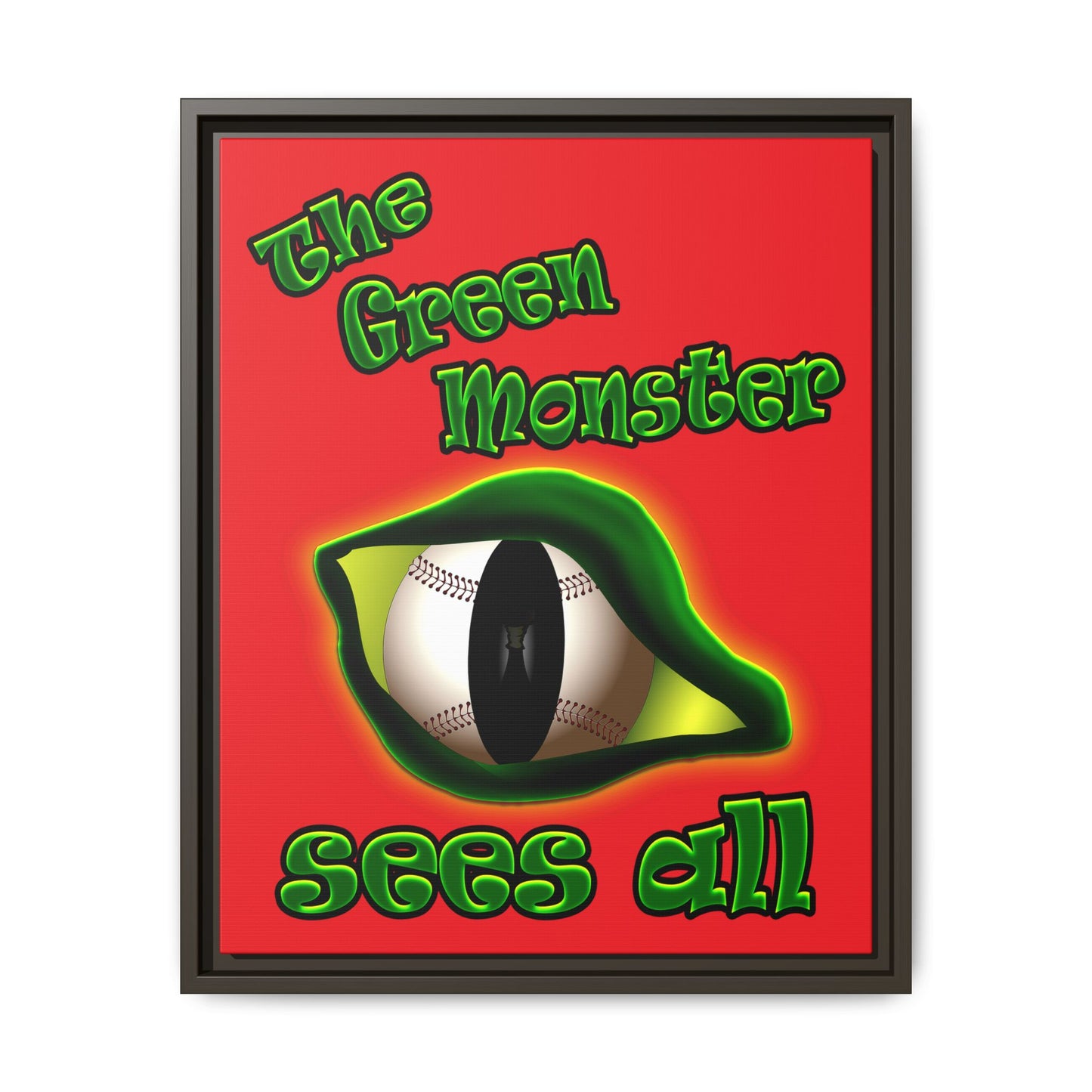 green monster - framed canvas art (red)