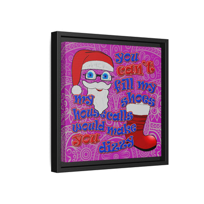 santa's shoes - framed canvas art (pink swirl)