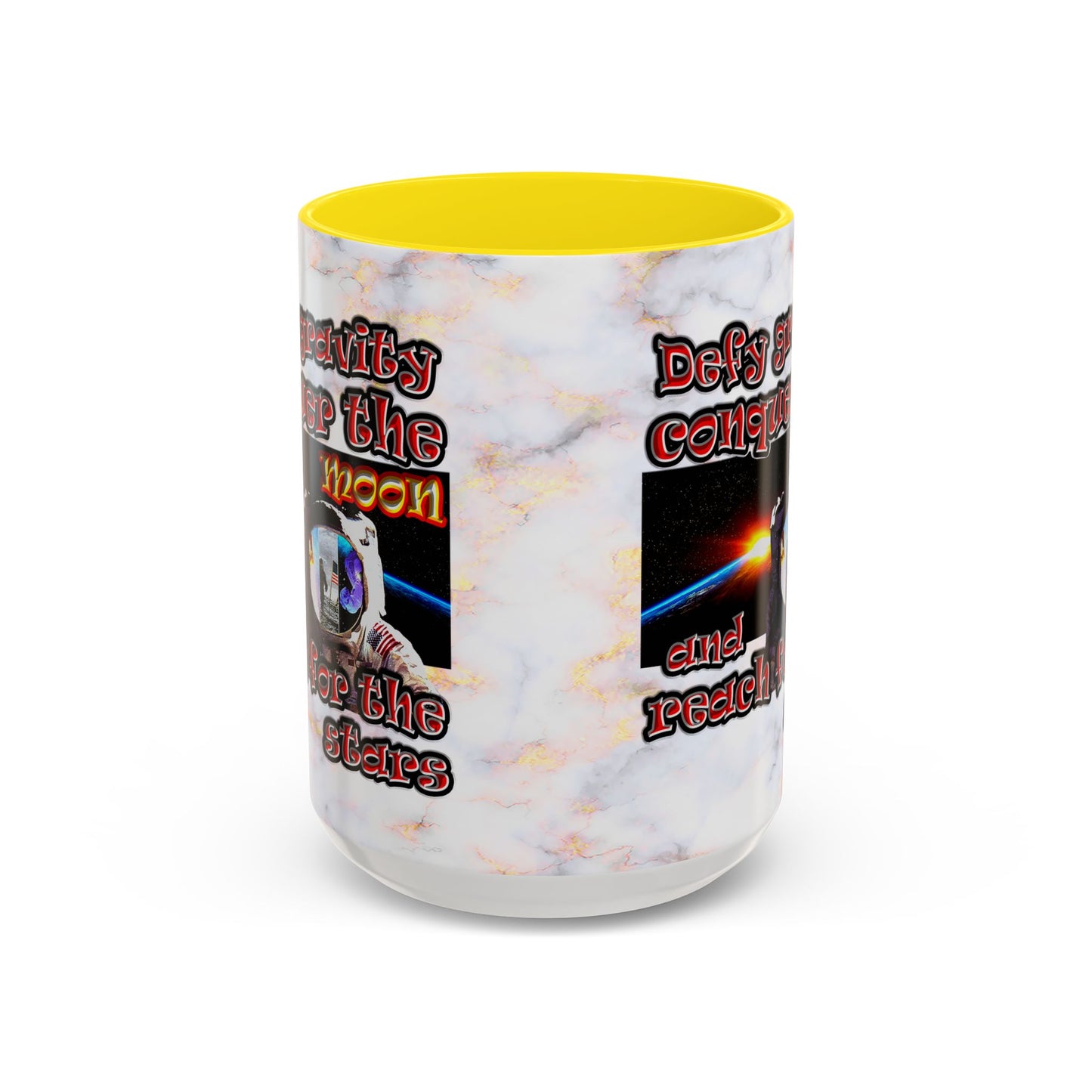 defy conquer reach - Accent Mug (white marble)
