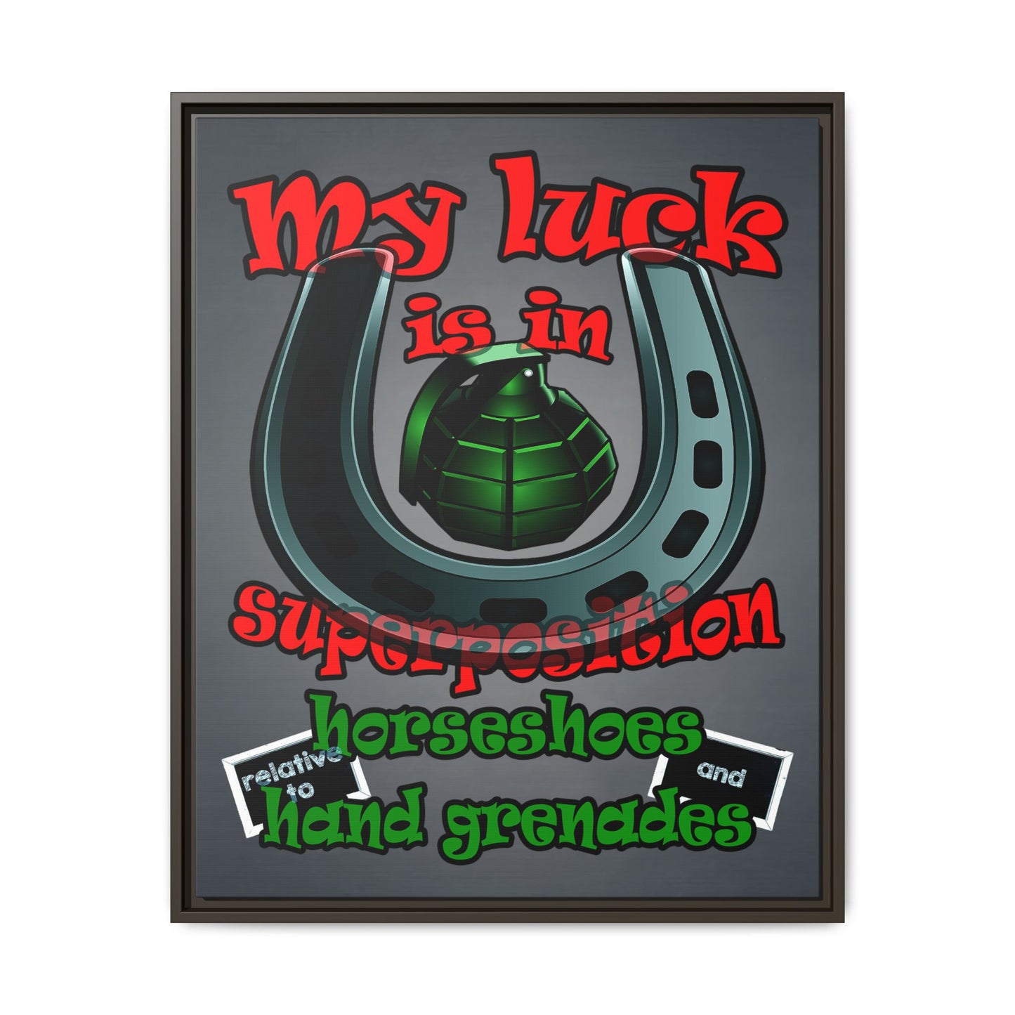 my luck - framed canvas art (grey-light grey)