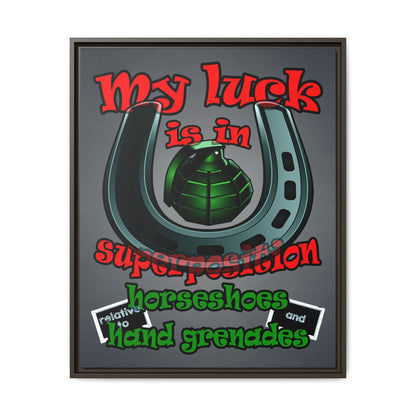 my luck - framed canvas art (grey-light grey)