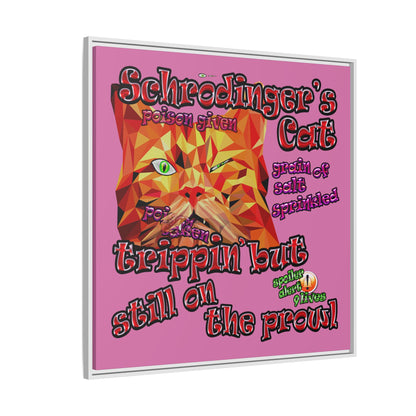 schrodinger's cat - framed canvas art (light pink)